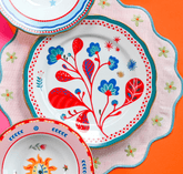 Porcelain Dinner Plate - Leaves - Mamma Mia - Baci Milano